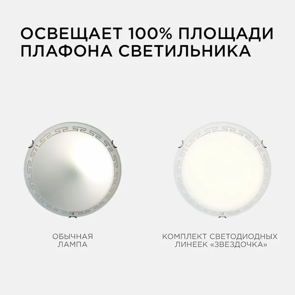 12-09 Комплект светод. линеек "Звездочка" для н/п свет-ка 220В,16Вт, smd5730, IP30,1200Лм, 3000К,Ø220мм APEYRON — фото 4