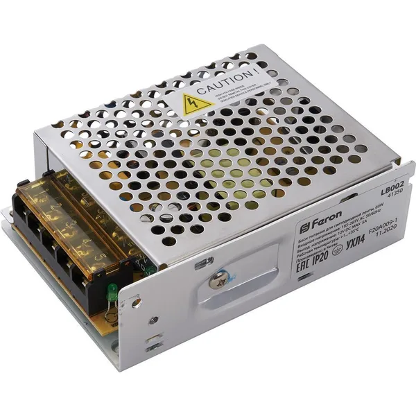 Блок питания для светодиодной ленты 60W 12V (драйвер), LB002 Feron