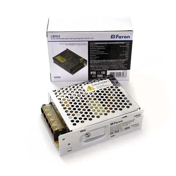 Блок питания для светодиодной ленты 60W 12V (драйвер), LB002 Feron — фото 2