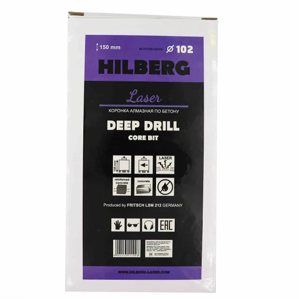 Коронка алмазная по бетону 102*150 мм Laser Deep Drill HD310 Hilberg — фото 5