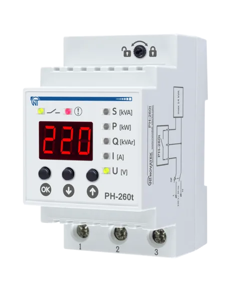 Реле напряжения РН-260т 63А на DIN-рейку 3425600260т НовАтек-Электро