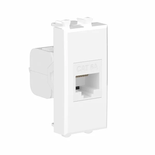 Компьютерная розетка RJ-45 без шторки модульная , кат.6А, "Avanti", "Белое облако", 1 модуль DKC — фото 2