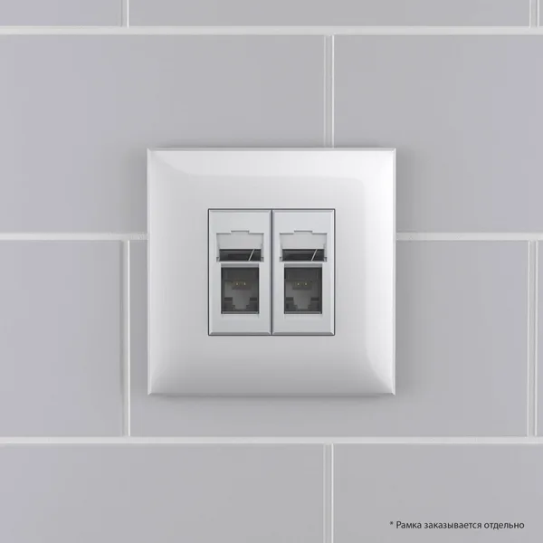 Компьютерная розетка RJ-45 в стену, кат.6 двойная,"Avanti", "Закаленная сталь" DKC — фото 6
