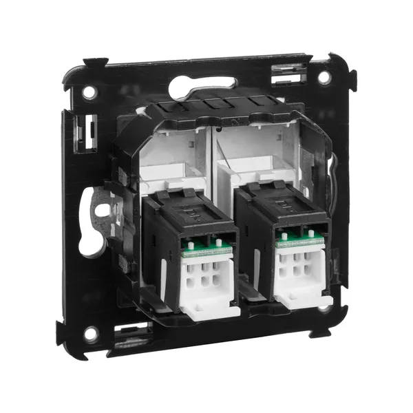 Компьютерная розетка RJ-45 в стену, кат.6 двойная,"Avanti", "Закаленная сталь" DKC — фото 4