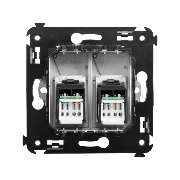 Компьютерная розетка RJ-45 в стену, кат.6 двойная,"Avanti", "Закаленная сталь" DKC — фото 3