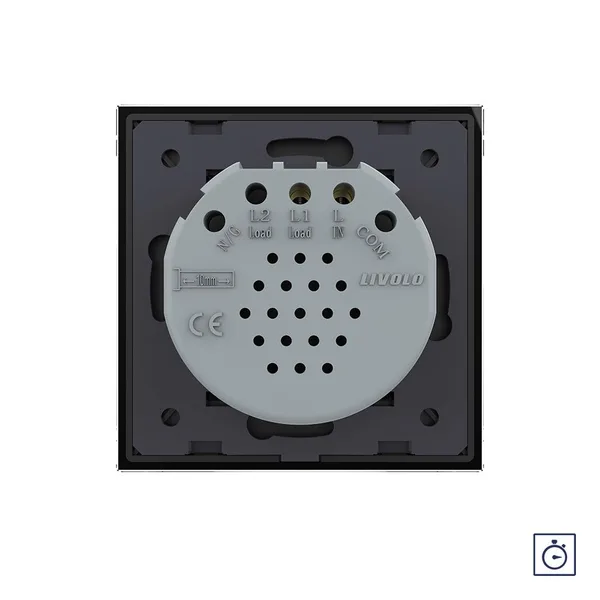 Сенсорный выключатель с таймером Quadro 1 клавиша 1 модуль Черный Livolo — фото 4