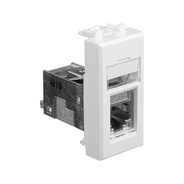 Компьютерная розетка RJ-45 модульная, кат.6 экранированная, "Avanti","Белое облако", 1 модуль DKC — фото 2