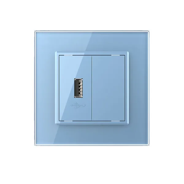 Розетка USB с блоком 5В 2.1А Синяя Livolo — фото 2