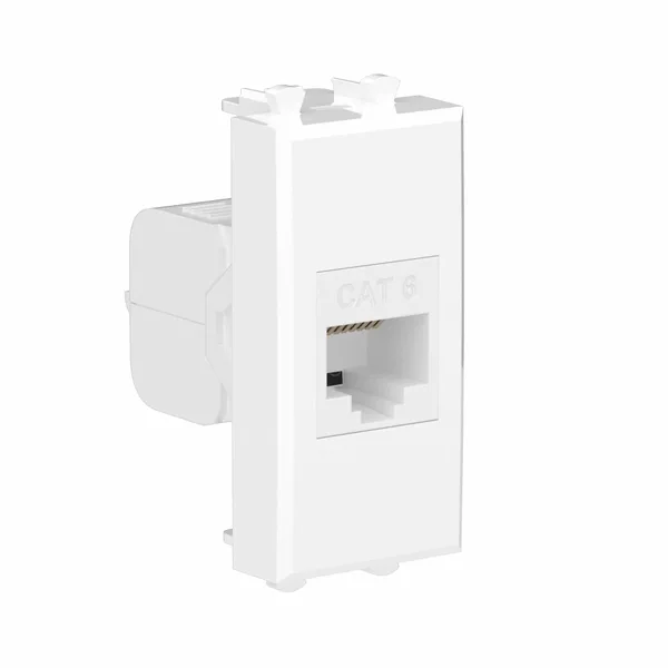 Компьютерная розетка RJ-45 без шторки модульная, кат.6, "Avanti", "Белое облако", 1 модуль DKC — фото 2
