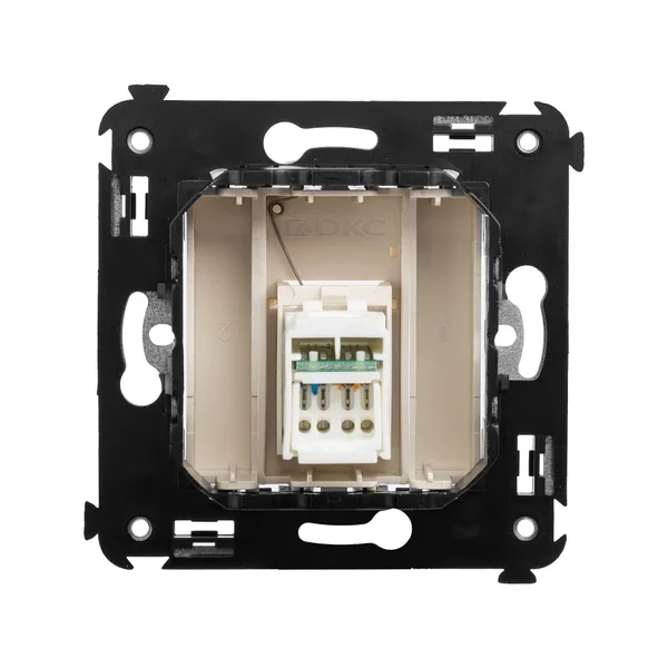 Компьютерная розетка RJ-45 в стену, кат.6 одинарная,"Avanti", "Ванильная дымка" DKC — фото 3