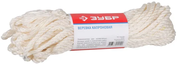 Веревка капроновая, d=6,0 мм, 20 м, 375 кгс, 12,5 ктекс ЗУБР