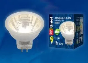Лампа св/д G4 MR11 220V 3W(200lm 110°) 4000K без стекла Uniel — фото 2