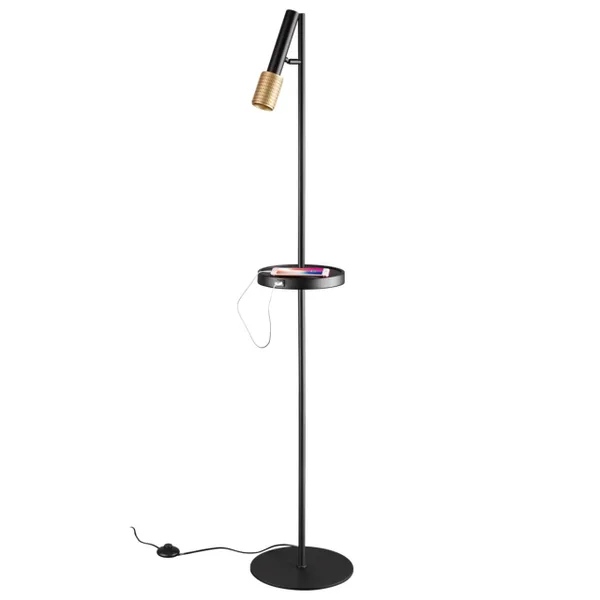 Напольн.св-ник c выкл,USB IP20 LED GU10 max 10W MEHARI черн/зол/металл ODEON LIGHT