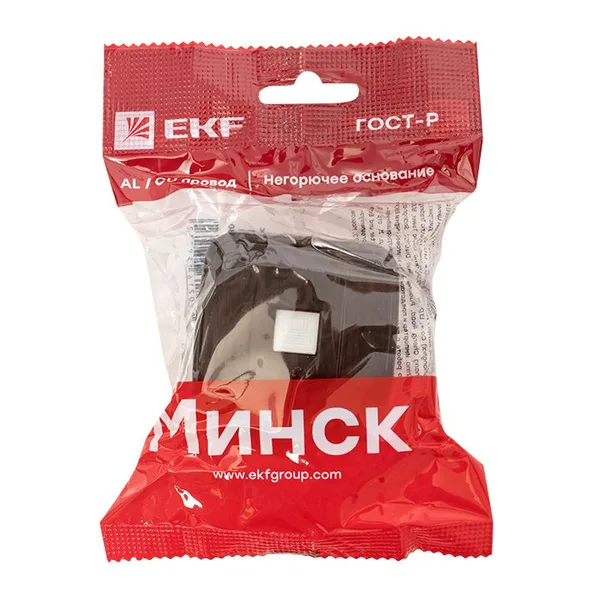 Минск Розетка RJ-45 1-местная ОП , 1А, 120В, тёмное дерево EKF — фото 3