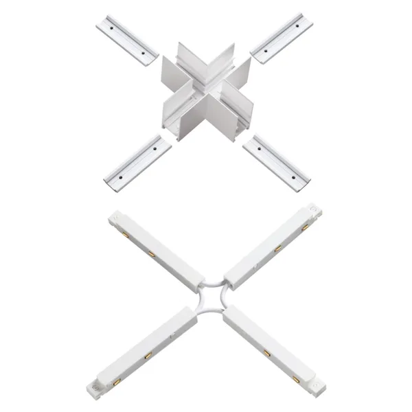 Соединитель с токопроводом для шинопровода Х-образный IP20 48V FLUM белый NOVOTECH — фото 3
