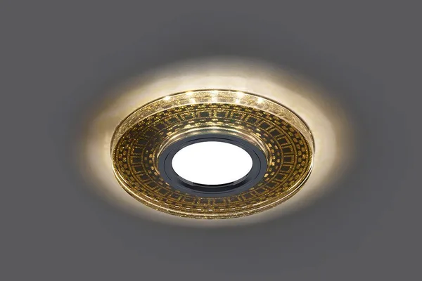 Светильник встраиваемый с LED подсветкой Feron CD981 потолочный MR16 G5.3 прозрачный, золото — фото 3