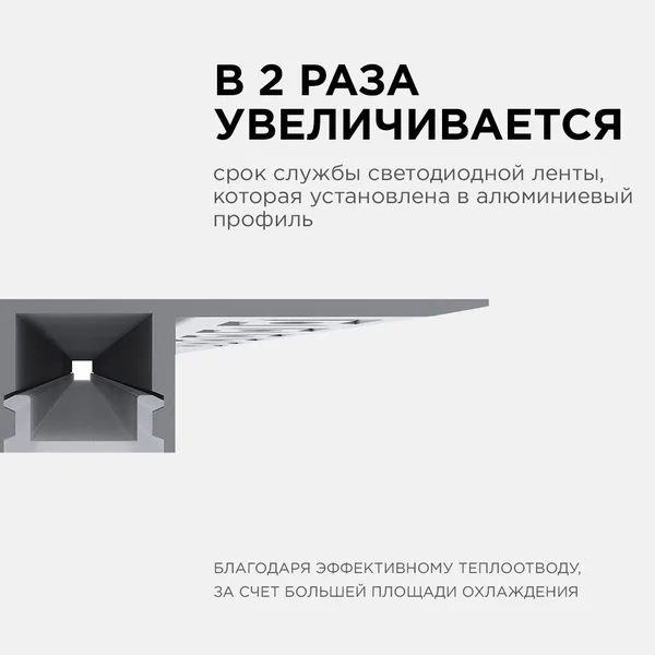08-53 Профиль алюминиевый для светодиодной ленты, под гипсокартон и керамическую плитку толщиной до 9мм, серебро, 53х13мм, 2,5м, шир. ленты до 9мм, ин APEYRON — фото 4