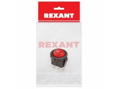 Выкл. клавишный круглый 250V 3А(3с)ON-OFF красн.,подсв.Micro ИУ REXANT