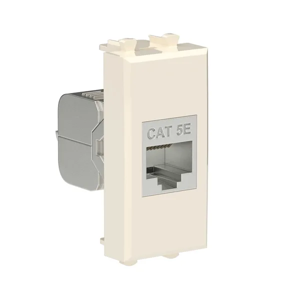 Компьютерная розетка RJ-45 без шторки модульная, кат.5е экранированная, "Avanti", "Ванильная дымка", 1 модуль DKC — фото 2
