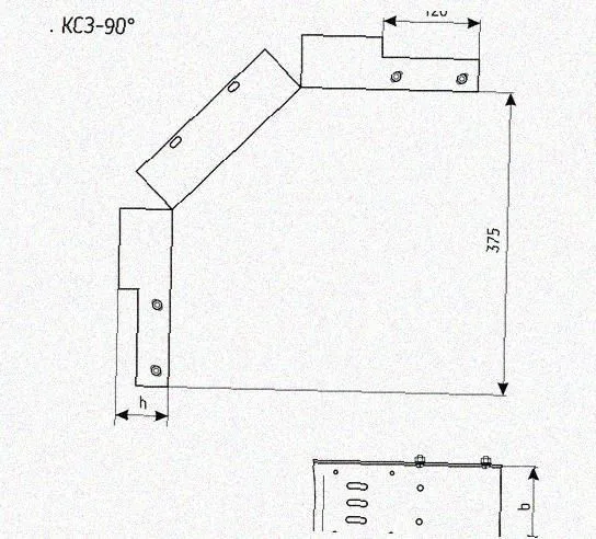 Лоток замковый перфорированный КСЗ 50х50-90 (Rп300) УХЛ1 для поворота трассы вниз на 90, радиус поворота трассы 300 мм, горячее цинкование, S1,5 Курганский ЗЭМИ — фото 3