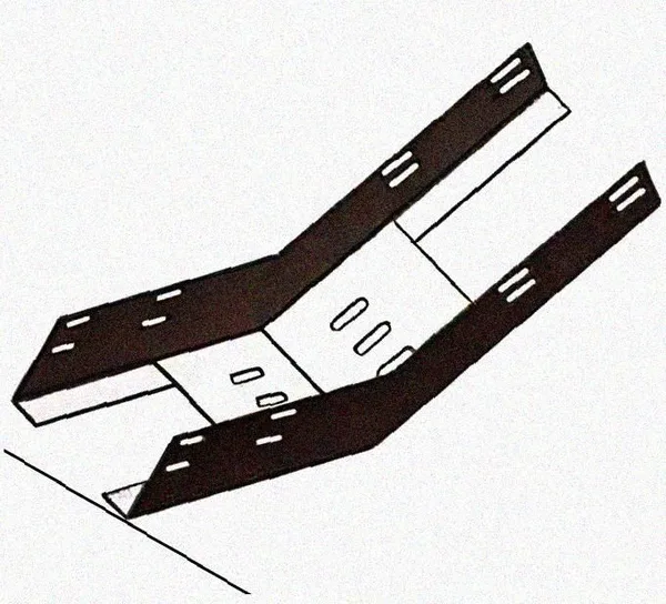 Лоток перфорированный КП 400х100-45 УТ1,5 для поворота трассы вверх на 45, оцинкованный лист S1,5 Курганский ЗЭМИ — фото 2