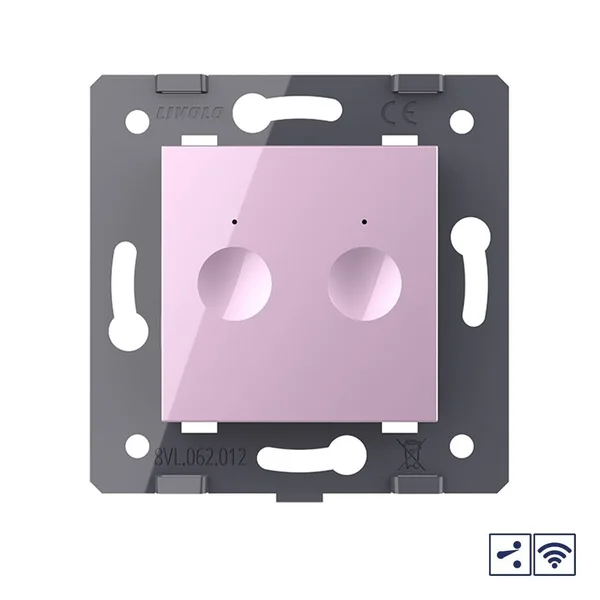 Двухклавишный проходной сенсорный выключатель Module с радиоупр., цвет розовый (механизм) Livolo — фото 2