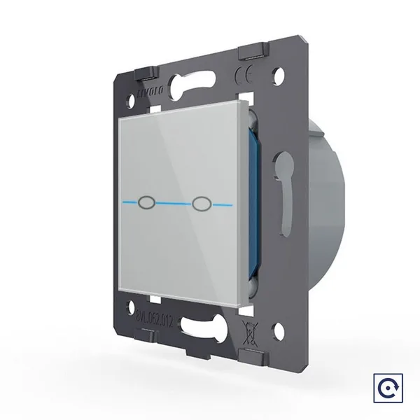 Двухклавишная сенсорная кнопка Quadro, цвет серый (механизм) Livolo
