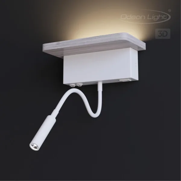 Настен.св-к LED 8W 560Лм 3000К WOODY седой дуб с белым/дерево ODEON LIGHT — фото 3