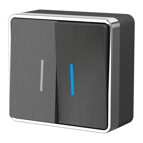 Выключатель двухклавишный с подсветкой (графит рифленый) Gallant ОУ IP20 Werkel