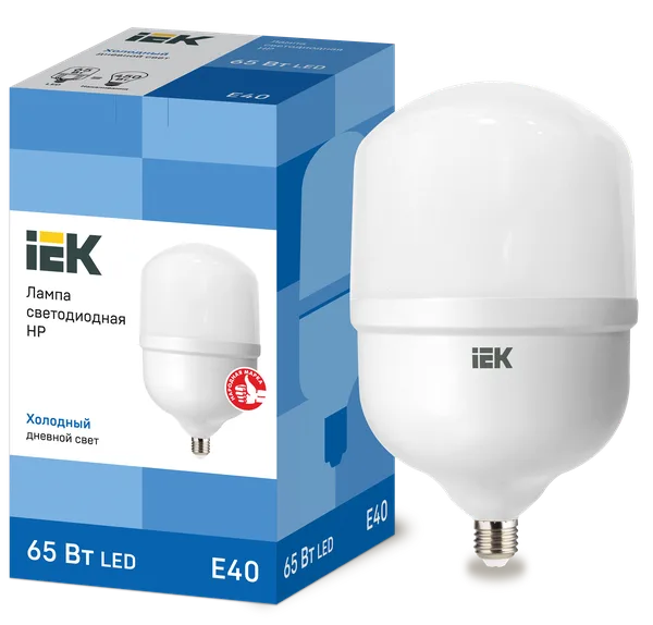 Лампа светодиодная HP 65Вт 230В 6500К E40 IEK