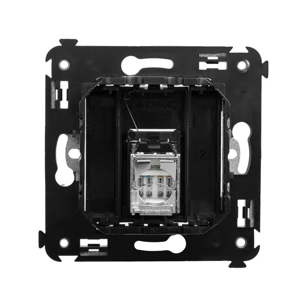 Компьютерная розетка RJ-45 в стену, кат.6 экранированная одинарная,"Avanti", "Черный матовый" DKC — фото 3