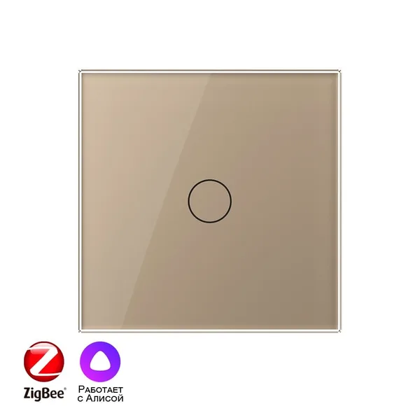 Одноклавишный умный сенсорный выключатель Livolo ZigBee, 1 пост, Золотой VL-C701Z-2AG — фото 2