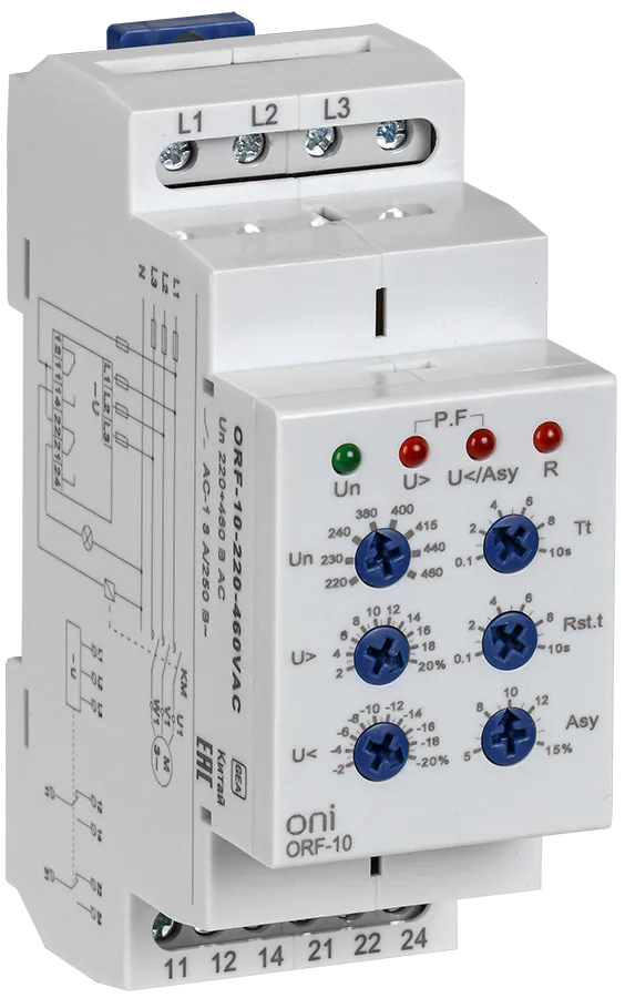 Реле контроля фаз ORF-10 3 фазы 2 контакта 220-460В AC ONI IEK