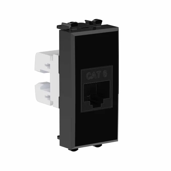 Компьютерная розетка RJ-45 без шторки модульная, кат.6, "Avanti", "Черный квадрат", 1 модуль DKC — фото 2