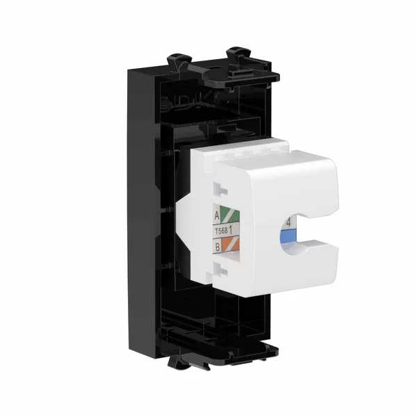 Компьютерная розетка RJ-45 без шторки модульная, кат.6, "Avanti", "Черный квадрат", 1 модуль DKC — фото 3