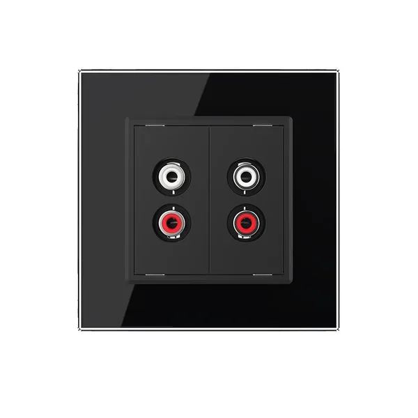 Розетка аудио RCA "2-ой тюльпан" двойная Черная Livolo — фото 2