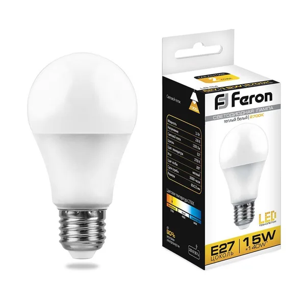 Лампа светодиодная Feron LB-94 Шар E27 15W 2700K — фото 2