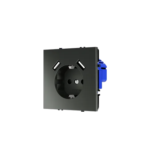 Розетка встраиваемая Voltum S70 с заземлением и защитными шторками, 16А, с USB, A+A, (титан) — фото 17