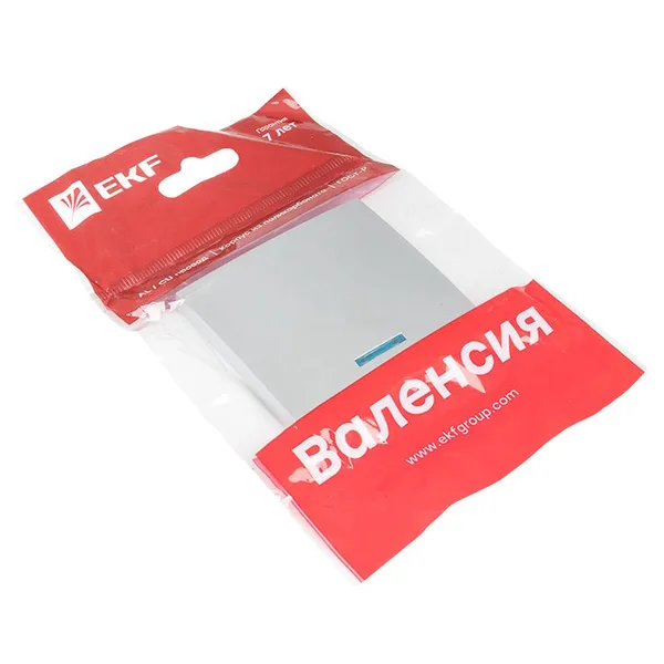 Валенсия Лицевая панель выключателя 1-кл, с индикатором 10А сталь EKF — фото 2