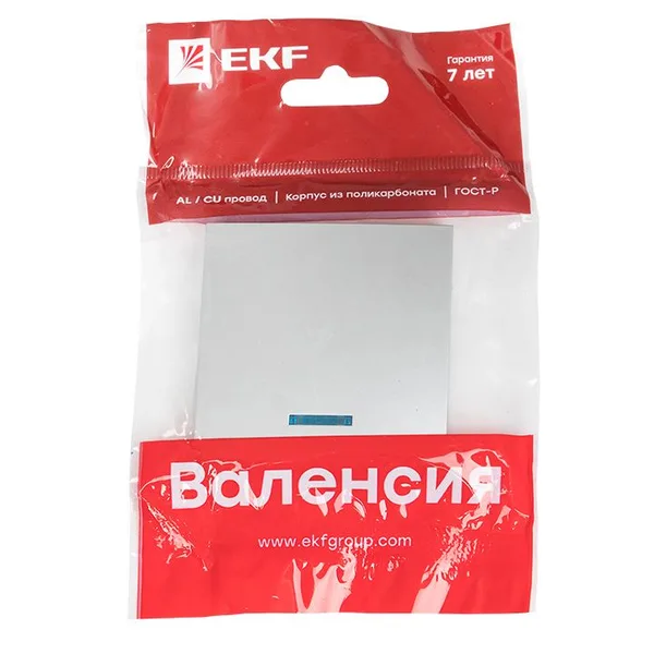 Валенсия Лицевая панель выключателя 1-кл, с индикатором 10А сталь EKF — фото 3