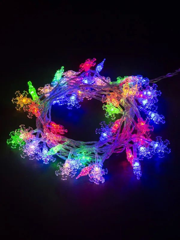 Гирлянда светодиодная "Снежинки" 50LED, 5м, 8 режимов, многоцвет., прозр. шнур, 250 В, TDM — фото 4