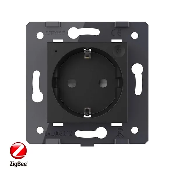 Розетка ZigBee (Wi-Fi) с з/з с защитными шторками 16A, цвет черный (механизм) Livolo — фото 2