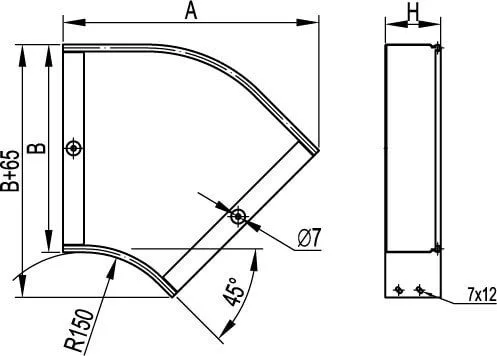 Угол CPO 45 горизонтальный 45° 500х50, цинк-ламельный DKC — фото 2