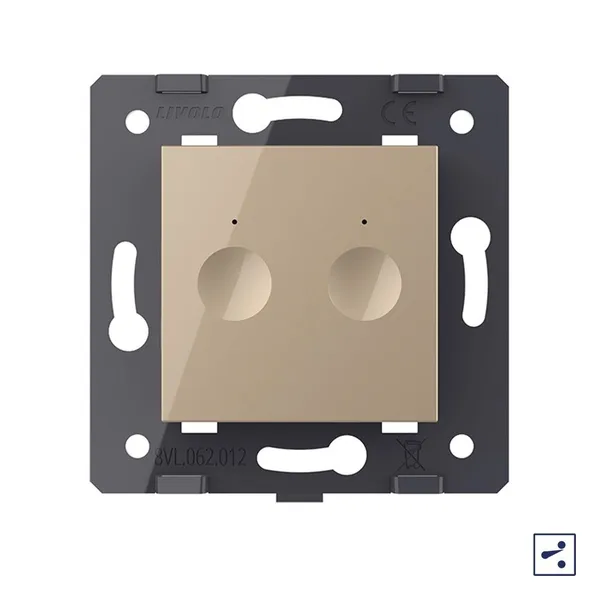 Двухклавишный проходной сенсорный выключатель Module, цвет золотой (механизм) Livolo — фото 2