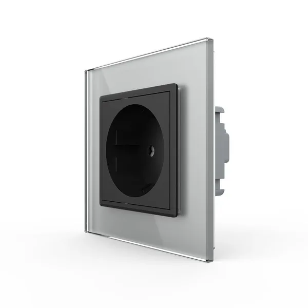 Розетка Livolo 1 пост Черная с серой рамкой VL-C7C1EU-12/15