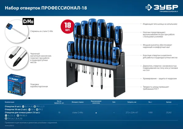 Профессионал-18 набор отверток 18 шт ЗУБР — фото 8