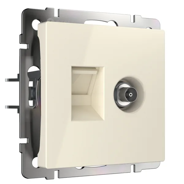 Розетка ТВ+Ethernet RJ-45 6 cat.(слоновая кость) СУ IP20 Werkel