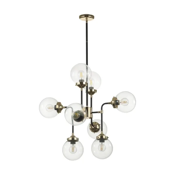 Люстра E27 8*40W PRIAMA черный/золотой/прозрачный/стекло ODEON LIGHT