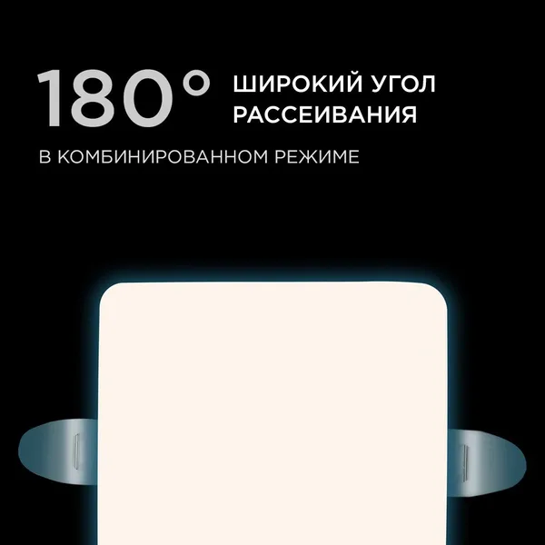 06-113 Панель светодиодная встраиваемая безрамочная FLP, 9Вт (6Вт+3Вт), 230В/50Гц, 770лм, 6500К, IP20, 90х90х21мм, квадрат, 3 режима свечения, регулир APEYRON — фото 5