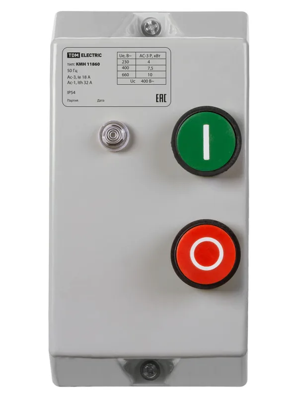 Контактор КМН11860 18А в оболочке с индикатором Ue=380В/АС3 IP54 TDM — фото 6